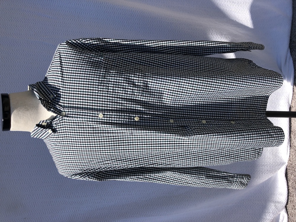 Tricots St. Raphael Shirt Men's XL Black and Green Checkered Button Up Cotton
